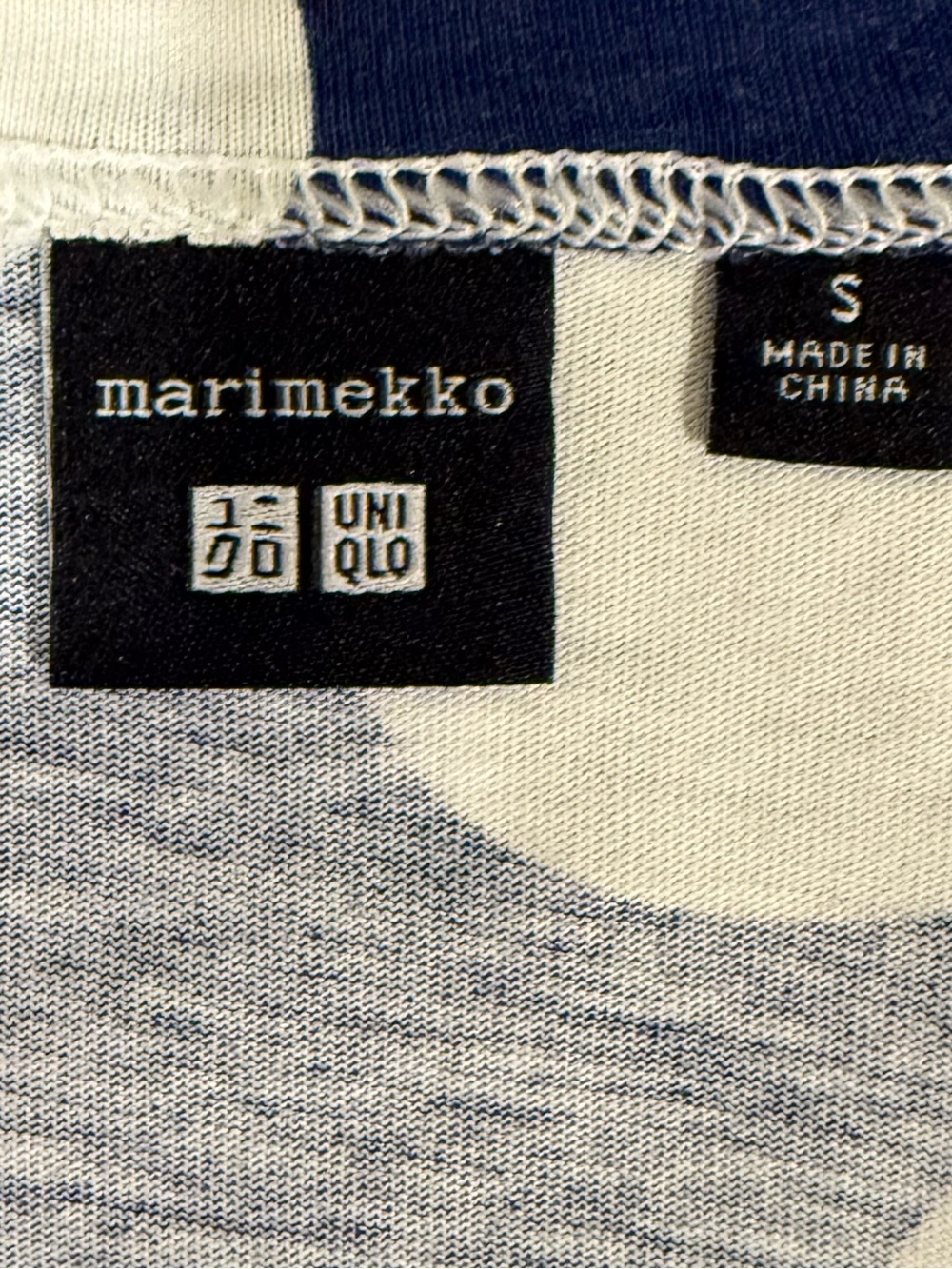 NWOT Marimekko for Uniqlo 100% Cotton Navy & White Dot Short Sleeve Tee - Size S - Picture 2 of 4